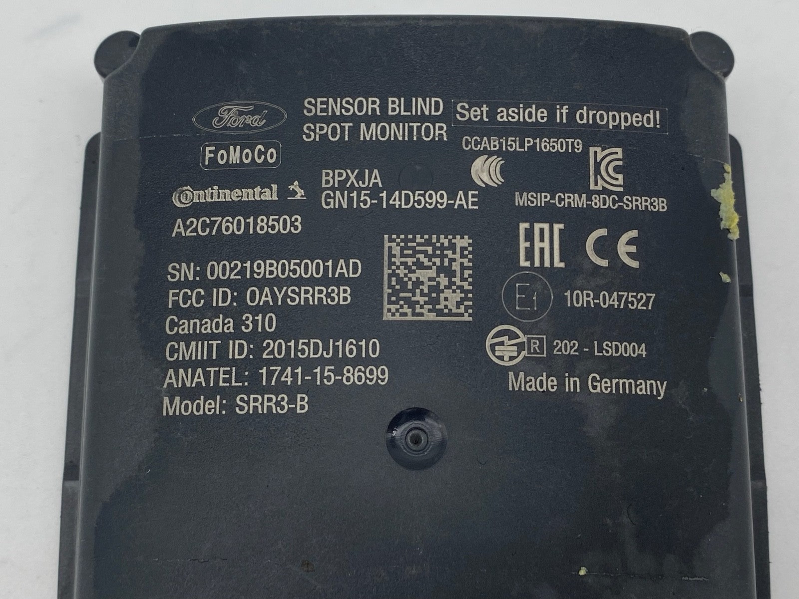 2018-2022 FORD ECOSPORT REAR LEFT BLIND SPOT RADAR SENSOR MODULE GN15-14D599-AE