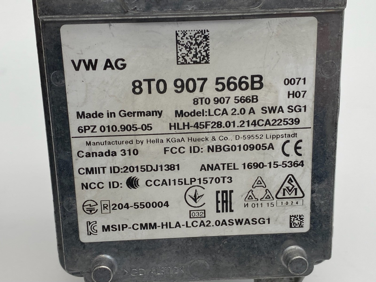 2013-2017 Audi SQ5 Q5 Rear Side Blind Spot Radar Sensor Module OEM 8T0 907 566B