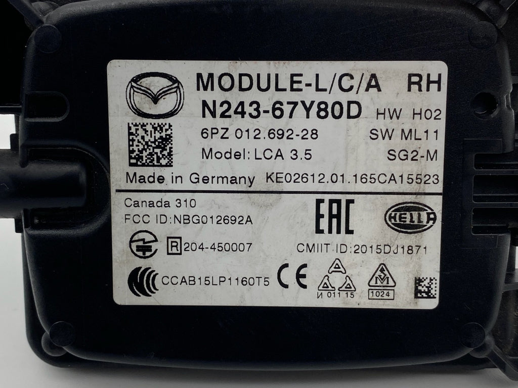 2016 -2021 Mazda MX-5 Miata Passenger Rear Blind Spot Monitor Radar N243-67-Y80D