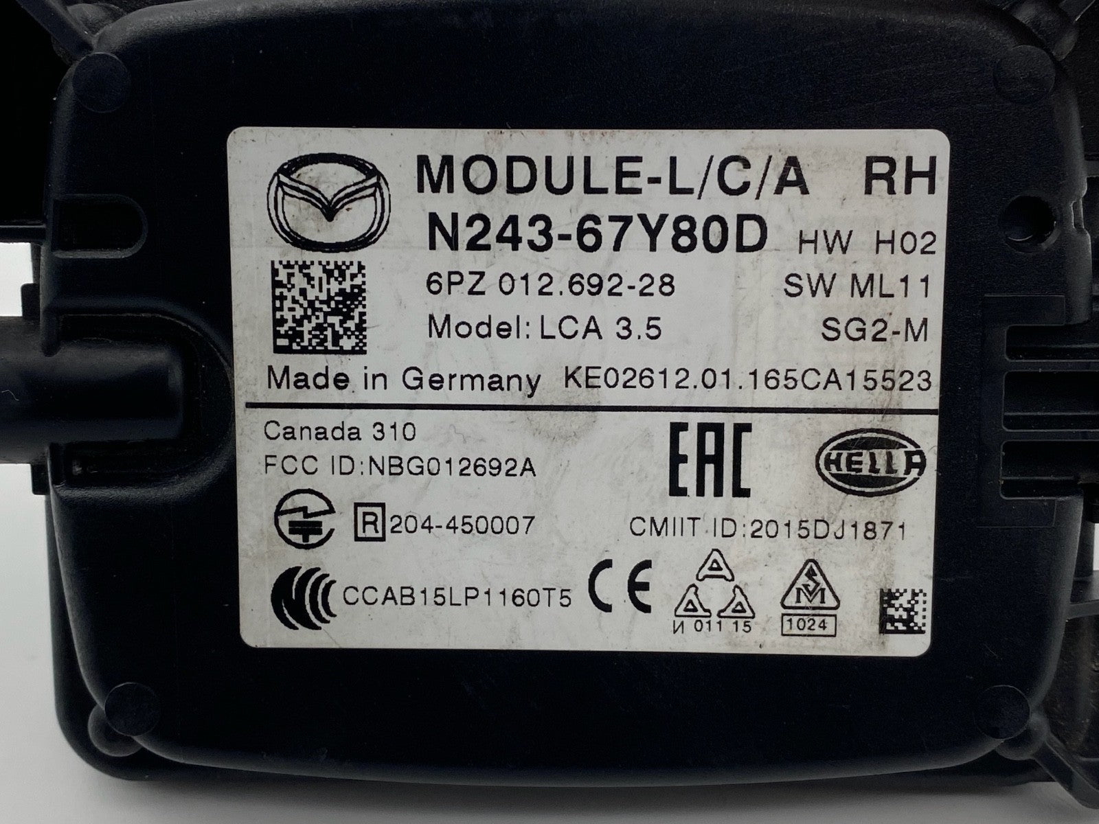 2016 -2021 Mazda MX-5 Miata Passenger Rear Blind Spot Monitor Radar N243-67-Y80D