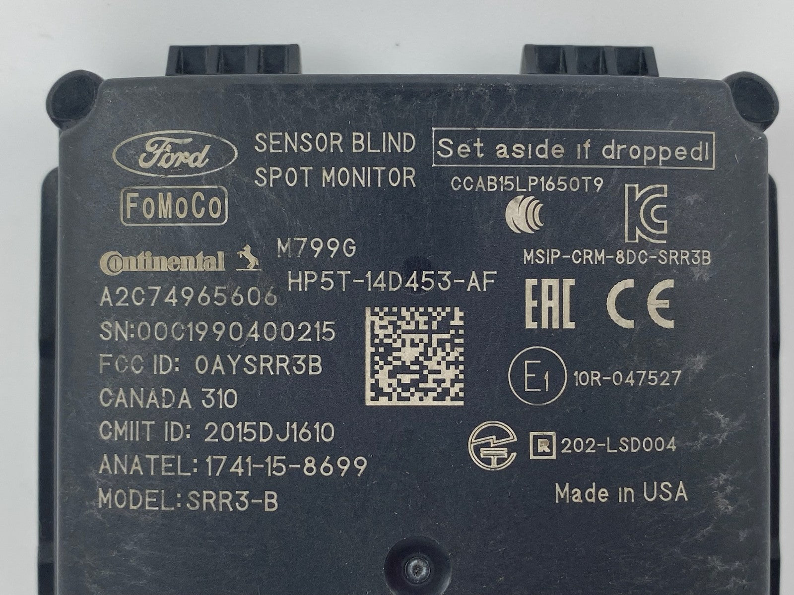 2018-2020 LINCOLN MKZ PASSENGER REAR BLIND SPOT SENSOR RADAR RH HP5T-14D453-AF