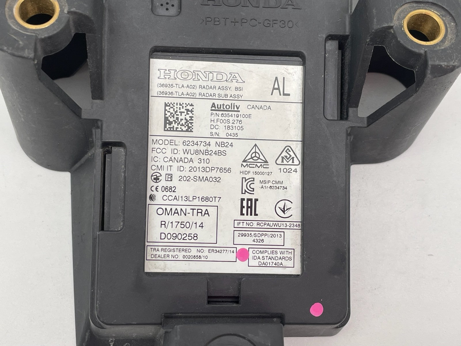 2017-2022 HONDA CR-V REAR LEFT BLIND SPOT RADAR CONTROL SENSOR OEM 36935-TLA-A02