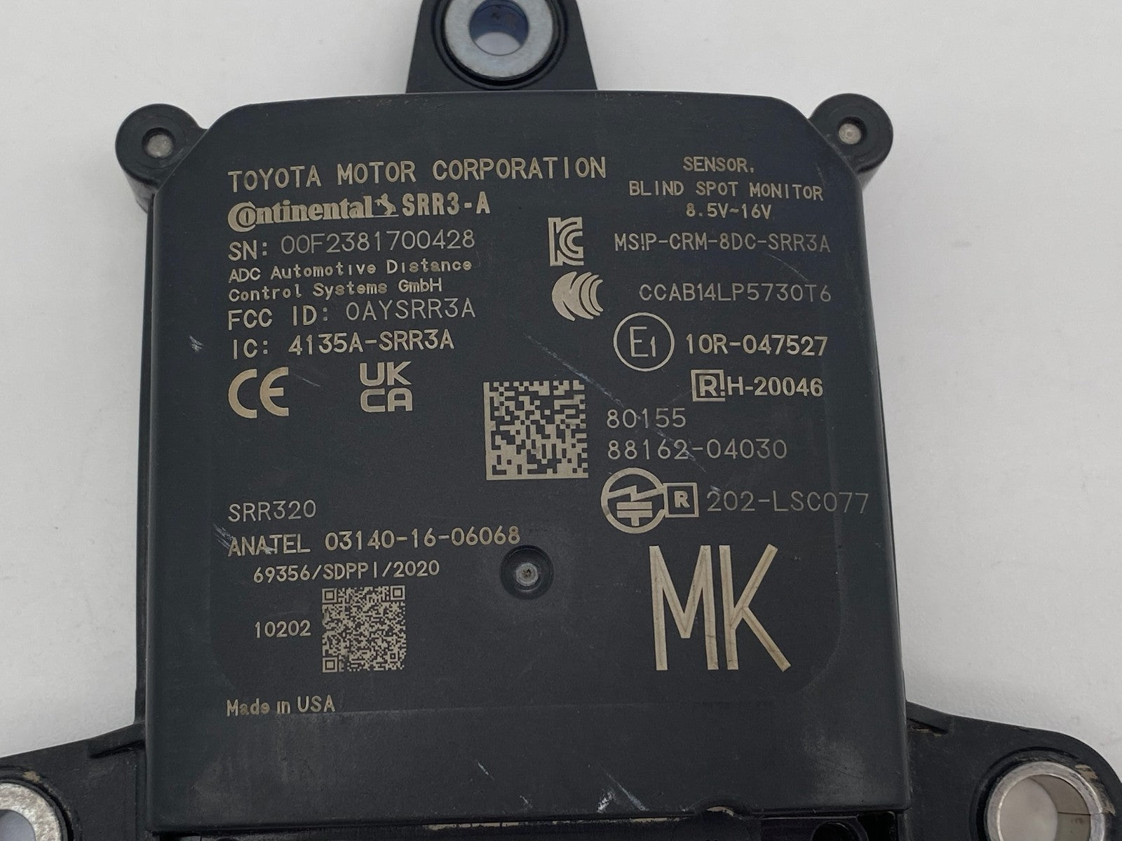 2019-2023 TOYOTA TACOMA REAR BLIND SPOT MONITOR RADAR SENSOR OEM 88162-04030
