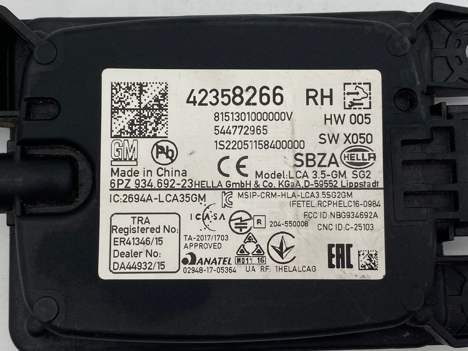 2017-2022 GM Cadillac XT5 Trax Encore RH Radar Distance Sensor Module 42358266