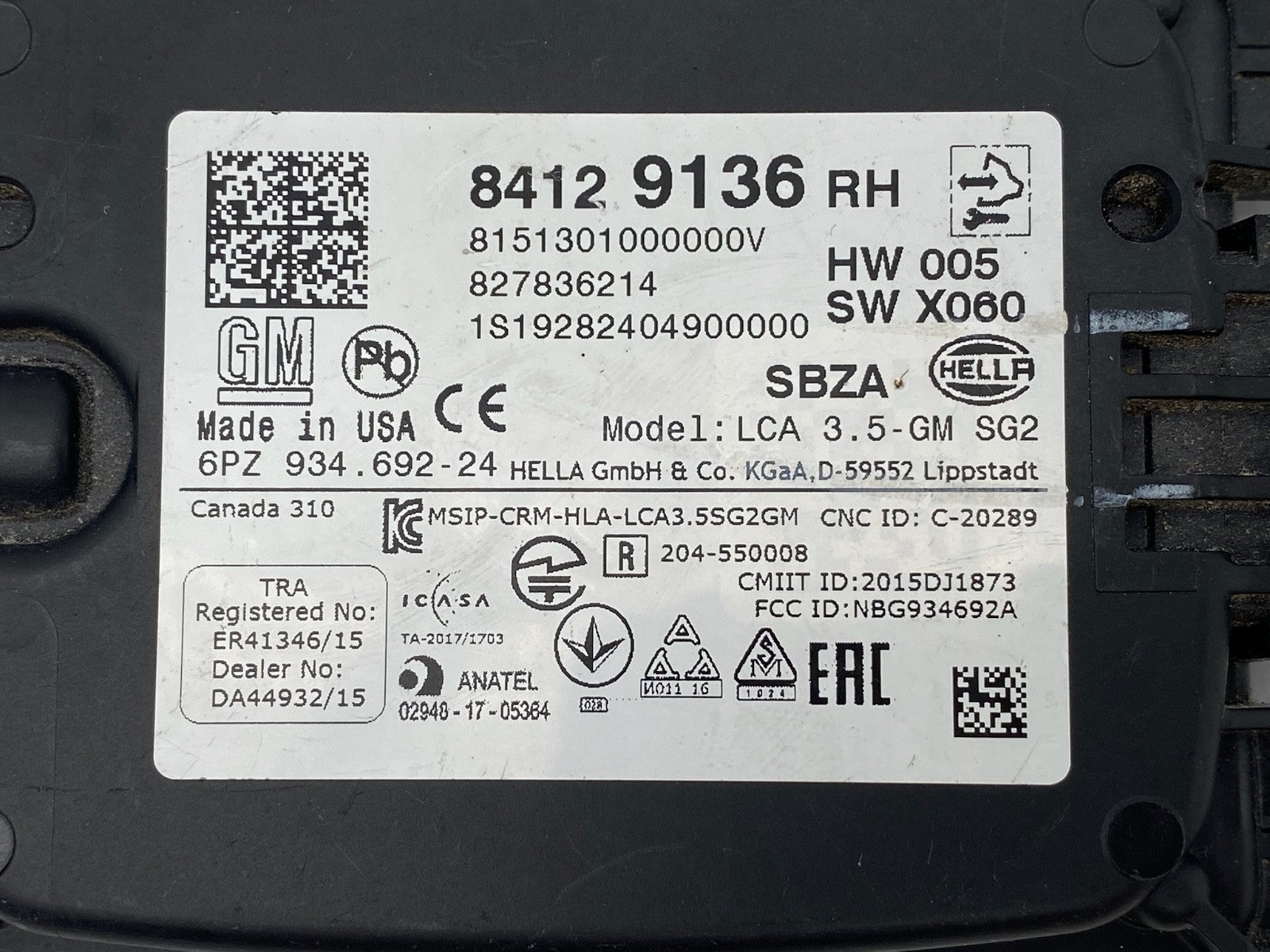 2018-2024 CHEVY EQUINOX REAR PASSENGER BLIND SPOT RADAR SENSOR MODULE 84129136