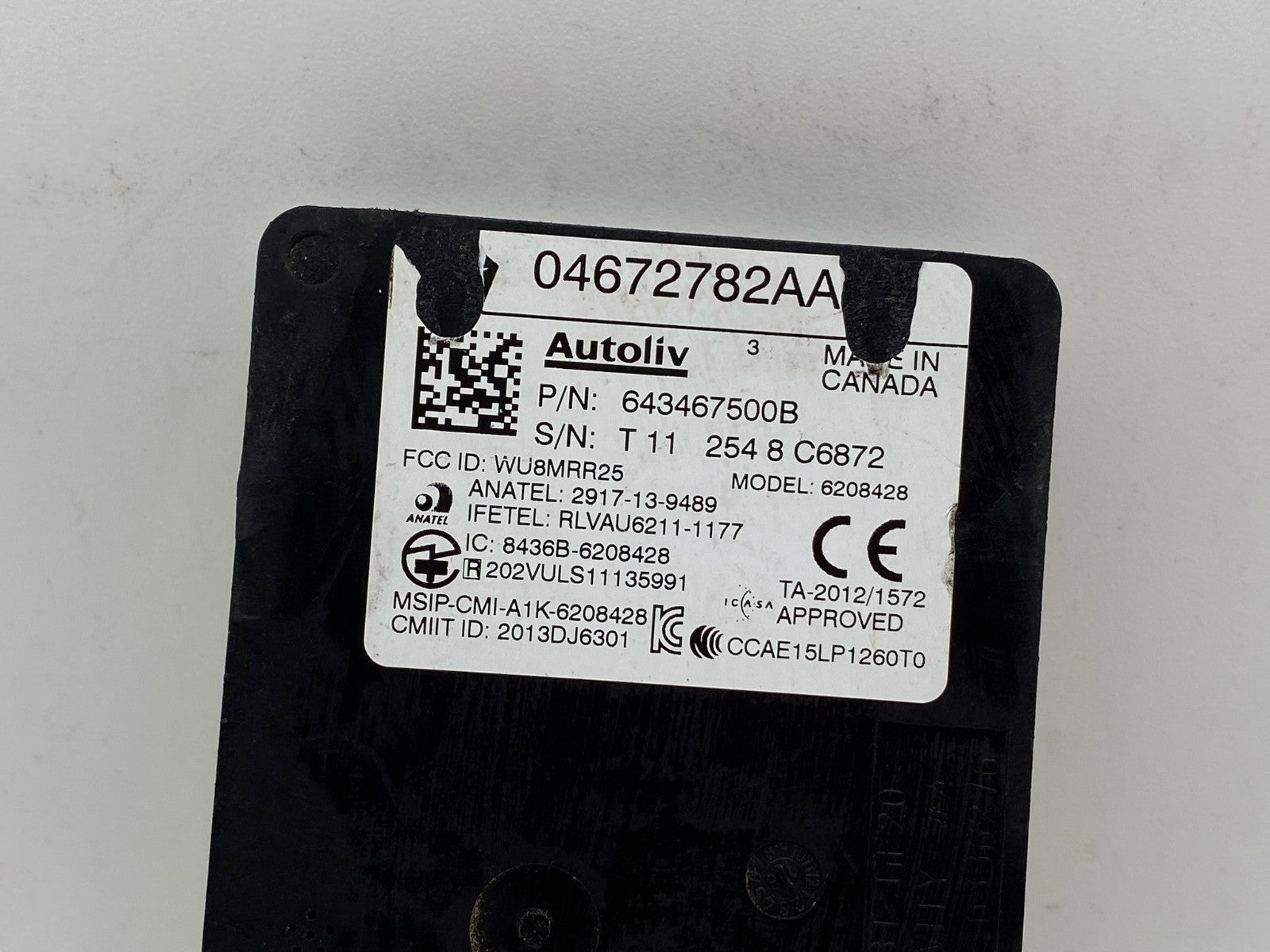 2019 DODGE CHARGER REAR RIGHT SIDE BLIND SPOT RADAR SENSOR MODULE 04672782AA OEM
