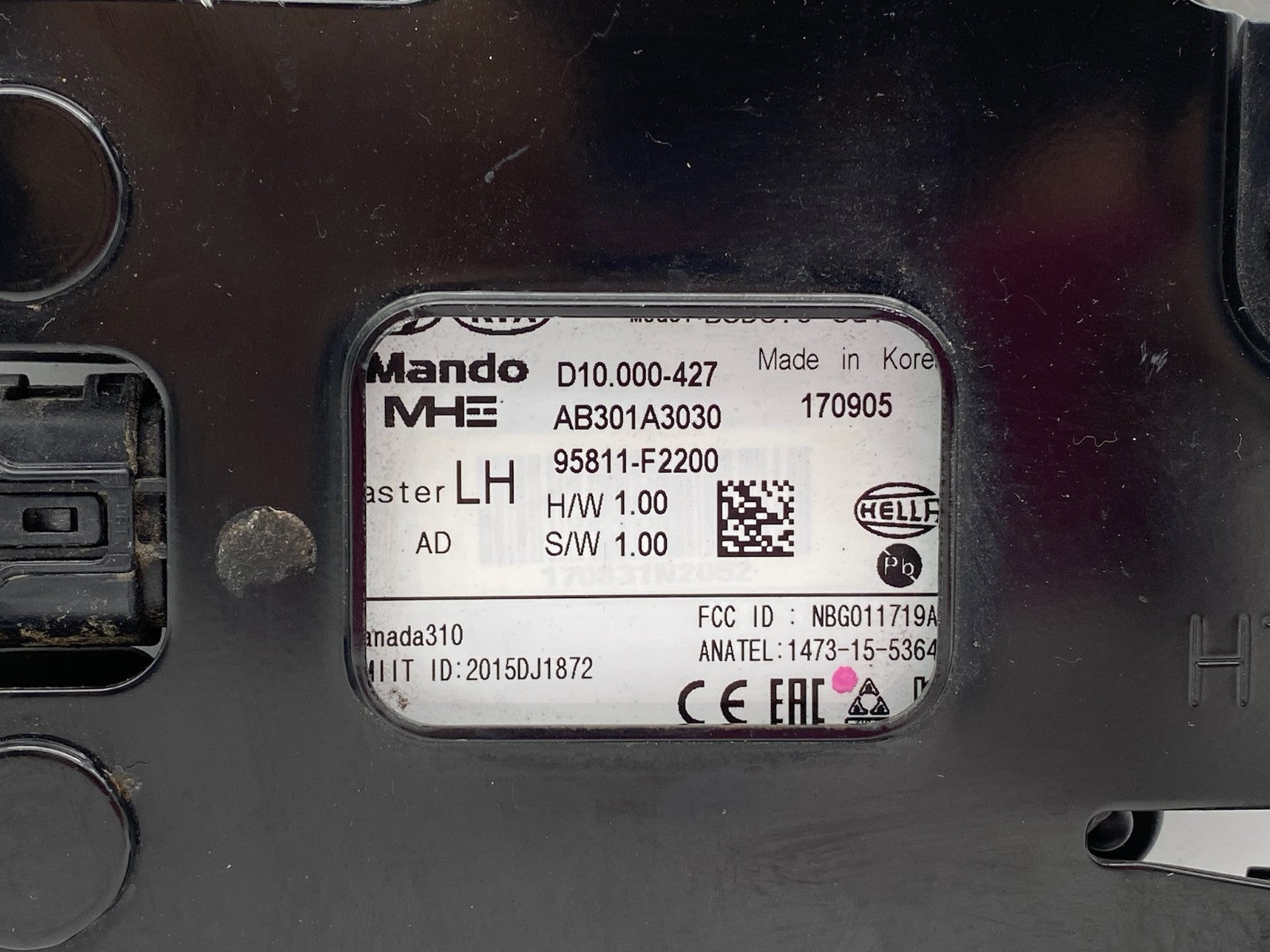 2016 2017 2018 Hyundai Elantra Blind Spot Radar Sensor LH Driver OEM 95811-F2200