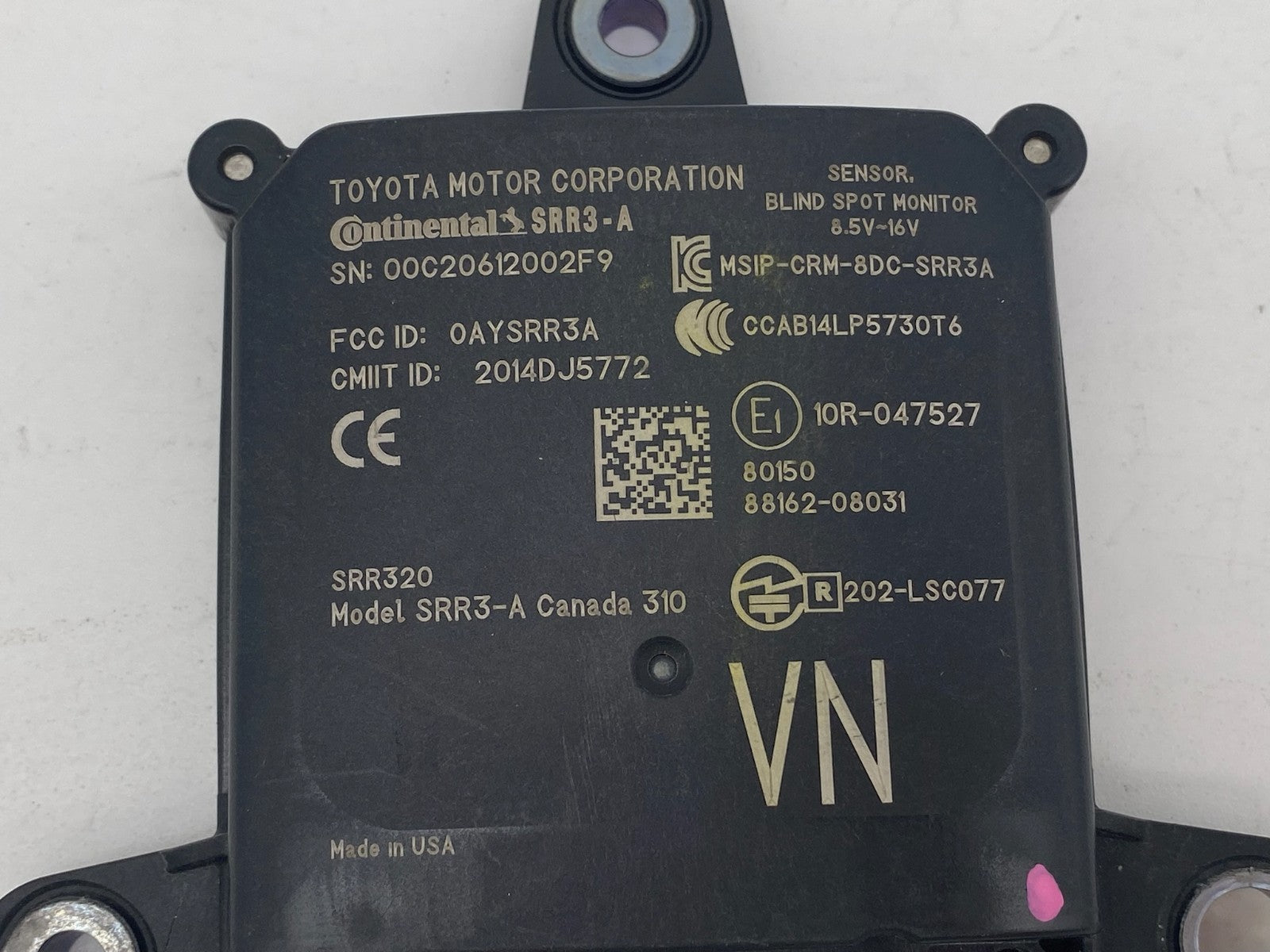 2018 19 2020 TOYOTA SIENNA REAR RIGHT BLIND SPOT RADAR SENSOR MODULE 88162-08031